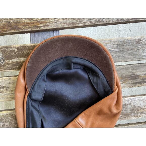 XL Vintage Lambskin Leather Hunting Newsboy Hat Cap - Picture 7 of 8